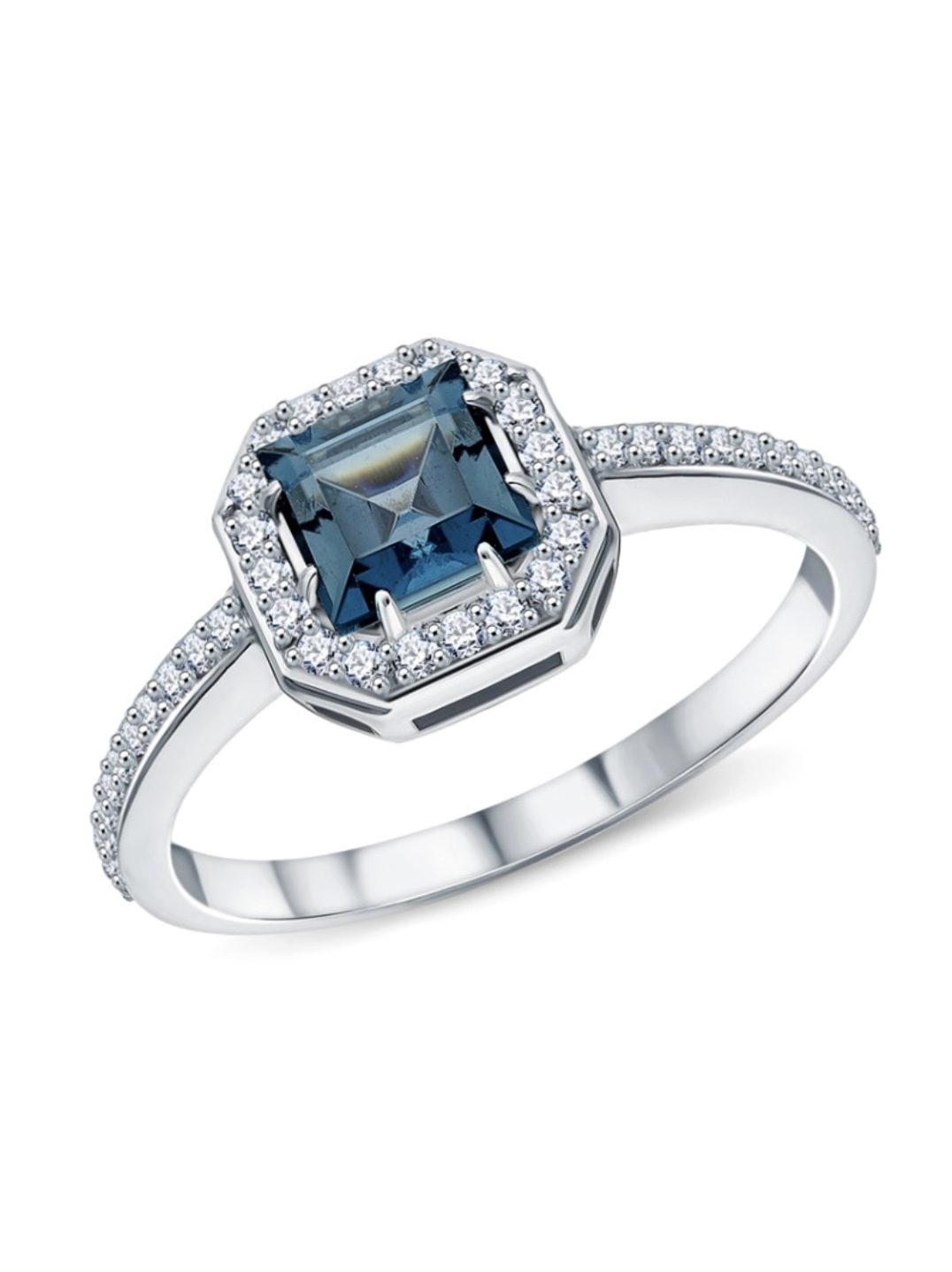 Кольцо с Лондон Топазом в квадратной огранке и Бриллиантами