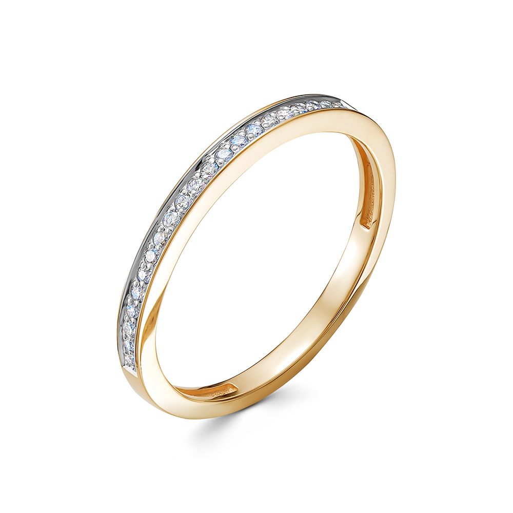 Кольцо Обручально с Бриллиантами Лимонное Золото