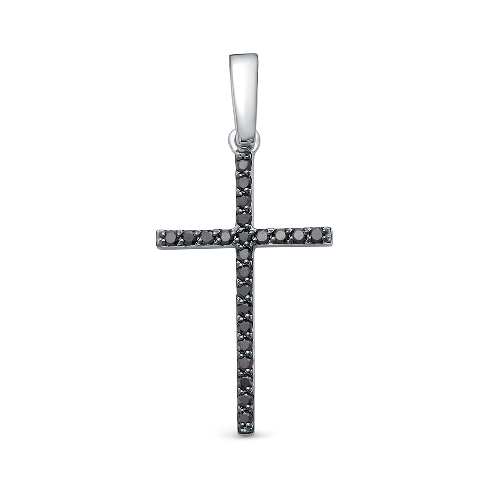 Крестик с Черными Бриллиантами 