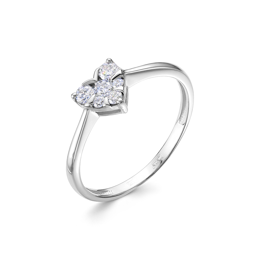 Кольцо с Бриллиантами в форме Сердца