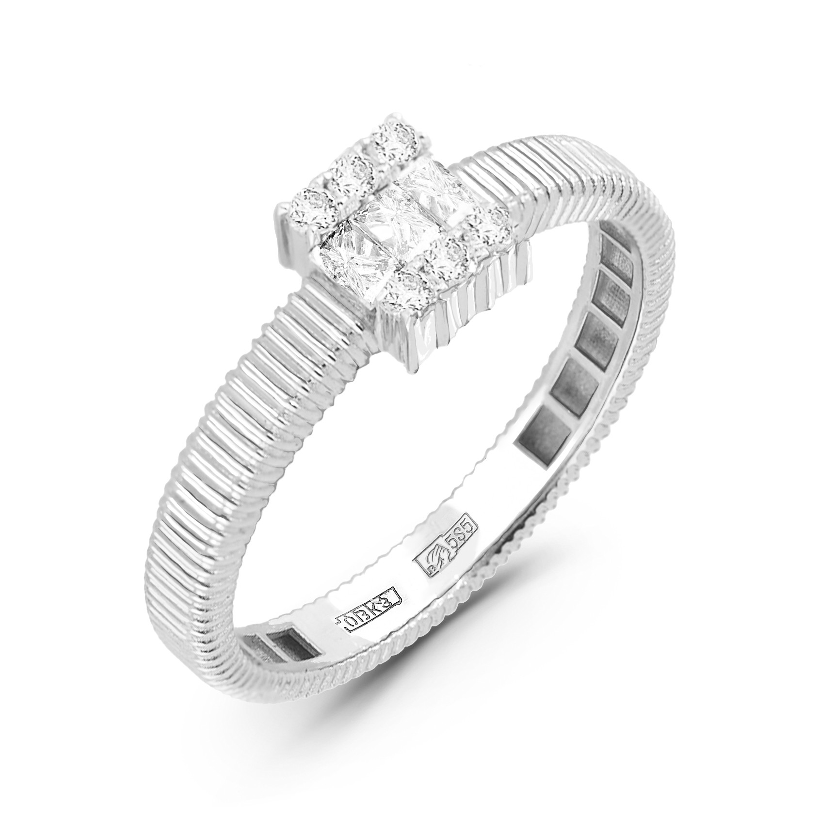 Кольцо с Бриллиантами Прямоугольной Формы 